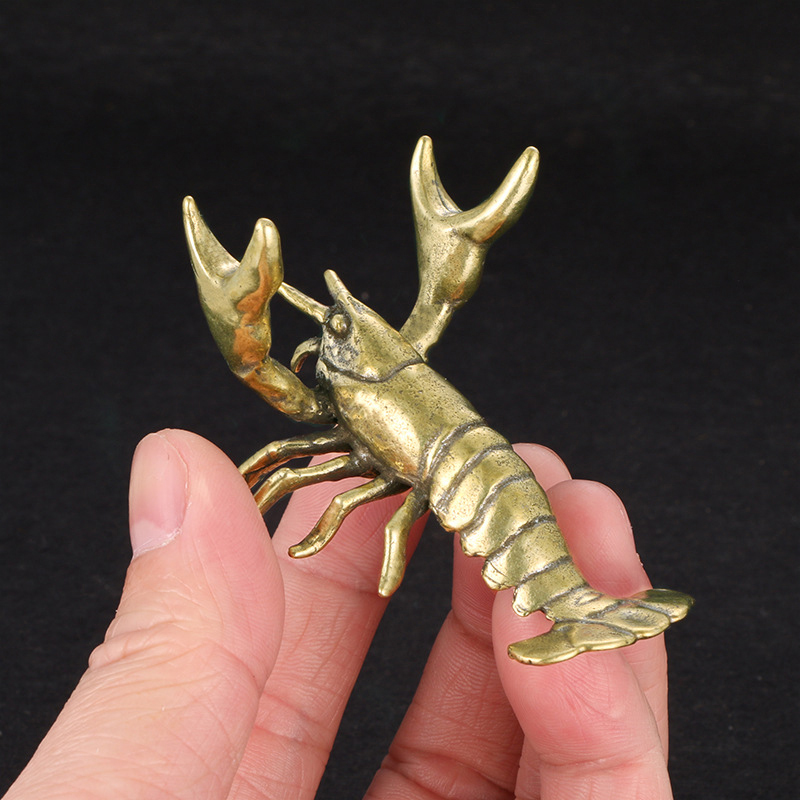 Vintage Collectible Pens - 【F】真鍮製ザリガニの置物 ヴィンテージアニマルペンホルダー デスクトップデコレーションクラフトコレクション ロブスターフィギュア ティーペット