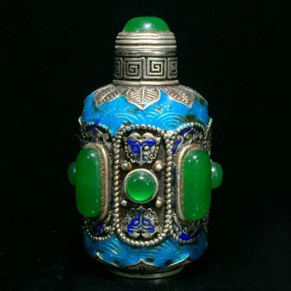 手作りアンティーク銀製七宝焼嗅ぎタバコ瓶、ヴィンテージ装飾品 - Vintage Collectible Bottles のレビューと価格