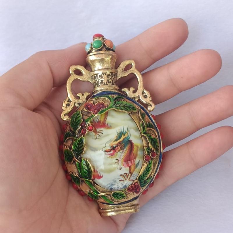 暗闇で光るドラゴンの香炉、アンティーク真鍮製、エナメル装飾、 - Vintage Collectible Bottles のレビューと価格